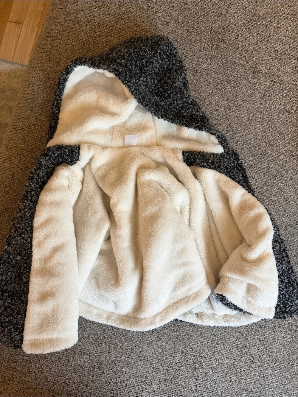 Carter's Charcoal Gray Hooded Poncho with Cream Lining